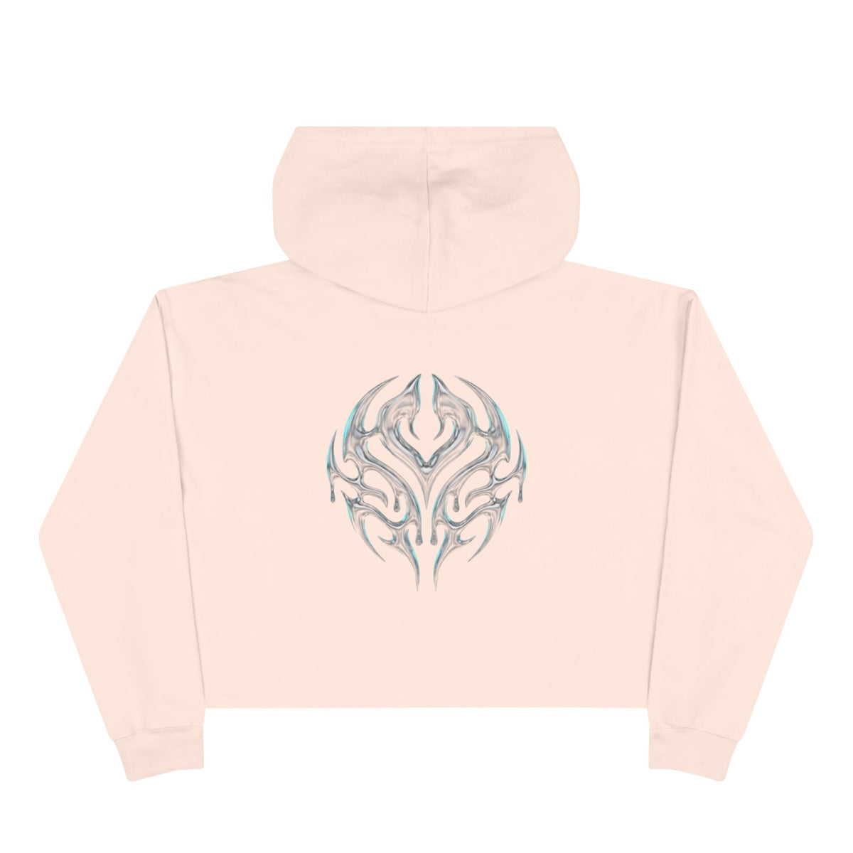 Tribal Glow Crop Hoodie — Silver Blue Tribal Emblem