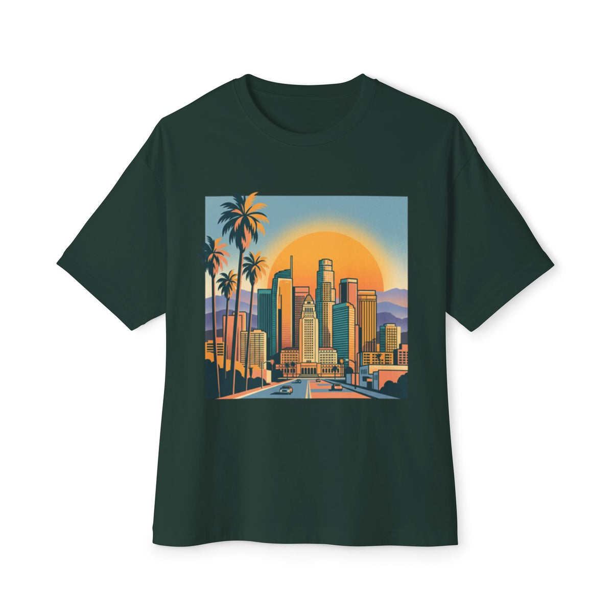 Sunset Cityscape Tee — Retro Los Angeles Skyline T-Shirt