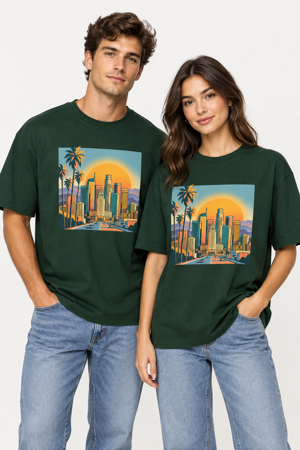Sunset Cityscape Tee — Retro Los Angeles Skyline T-Shirt