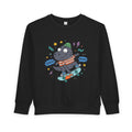 Skateboarding Hippo Toddler Sweatshirt — Cute Dino Skate Crewneck