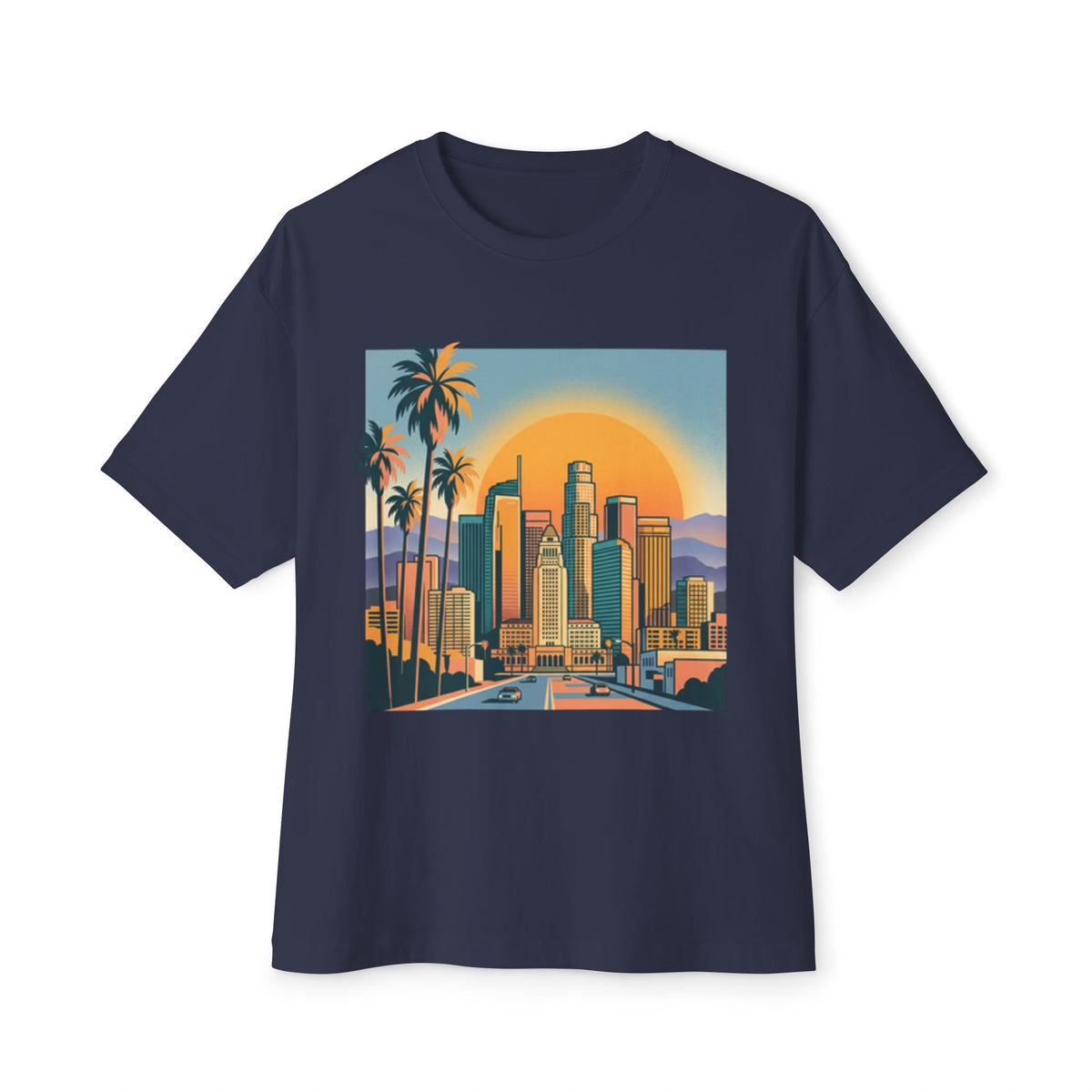 Sunset Cityscape Tee — Retro Los Angeles Skyline T-Shirt