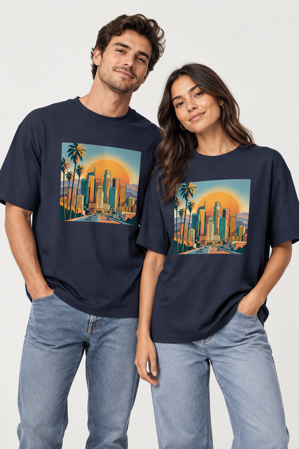 Sunset Cityscape Tee — Retro Los Angeles Skyline T-Shirt