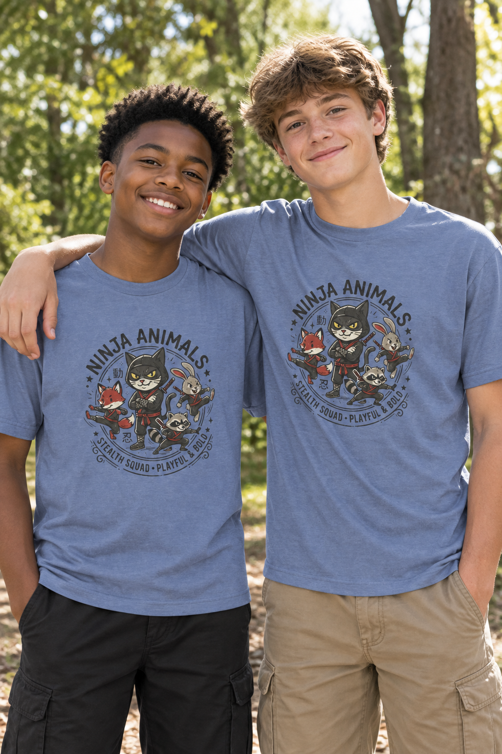 Ninja Animals Youth Tee — Playful Stealth Squad Kids T-Shirt