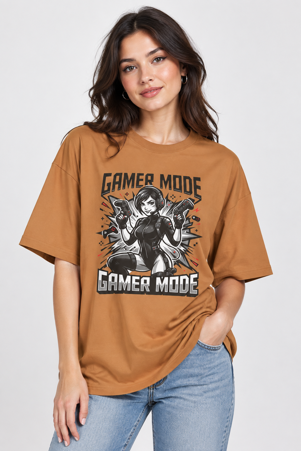 Gamer Mode Tee — Retro Female Gamer Graphic T-Shirt