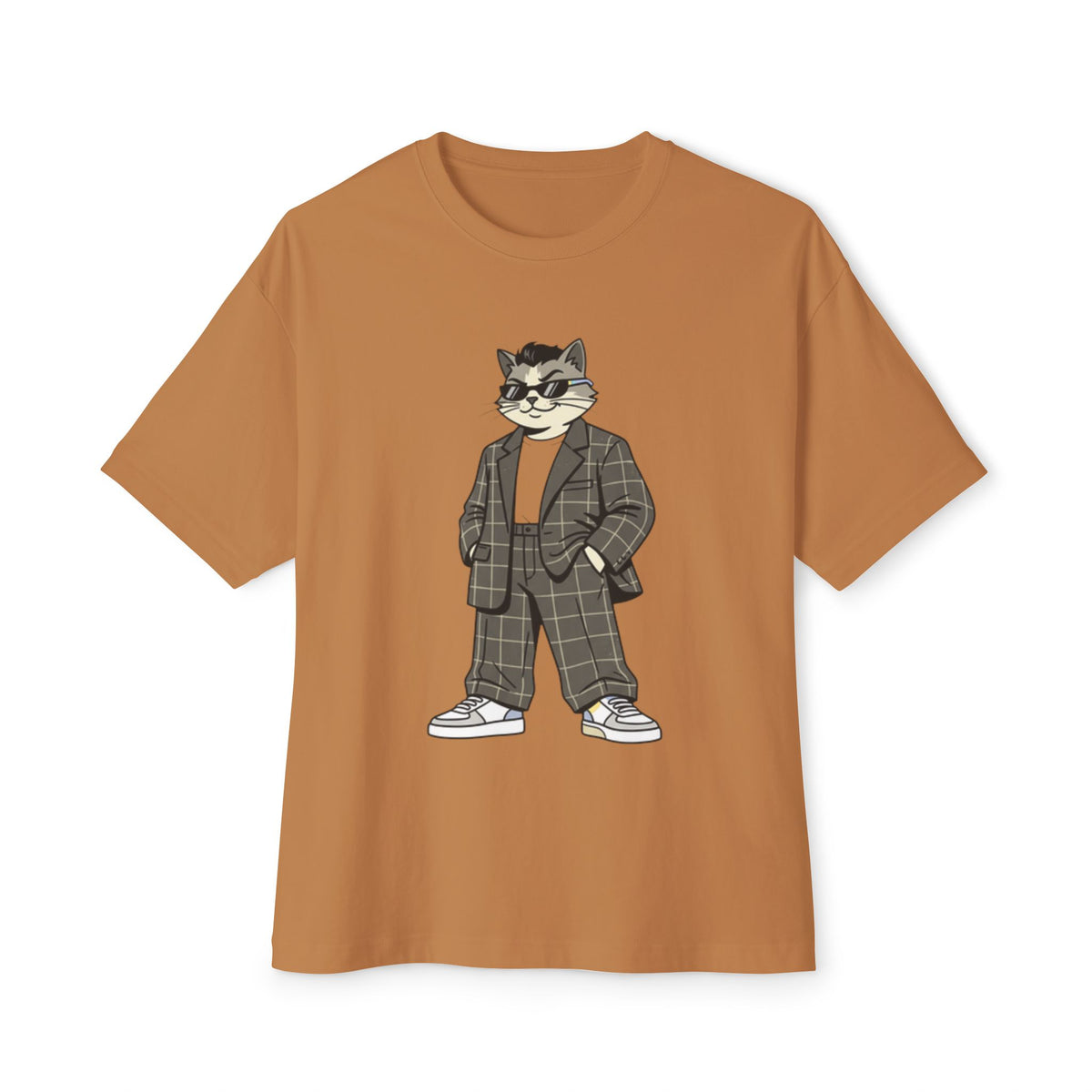 Cat in Plaid Suit Tee — Cool Retro Cat Graphic T-Shirt