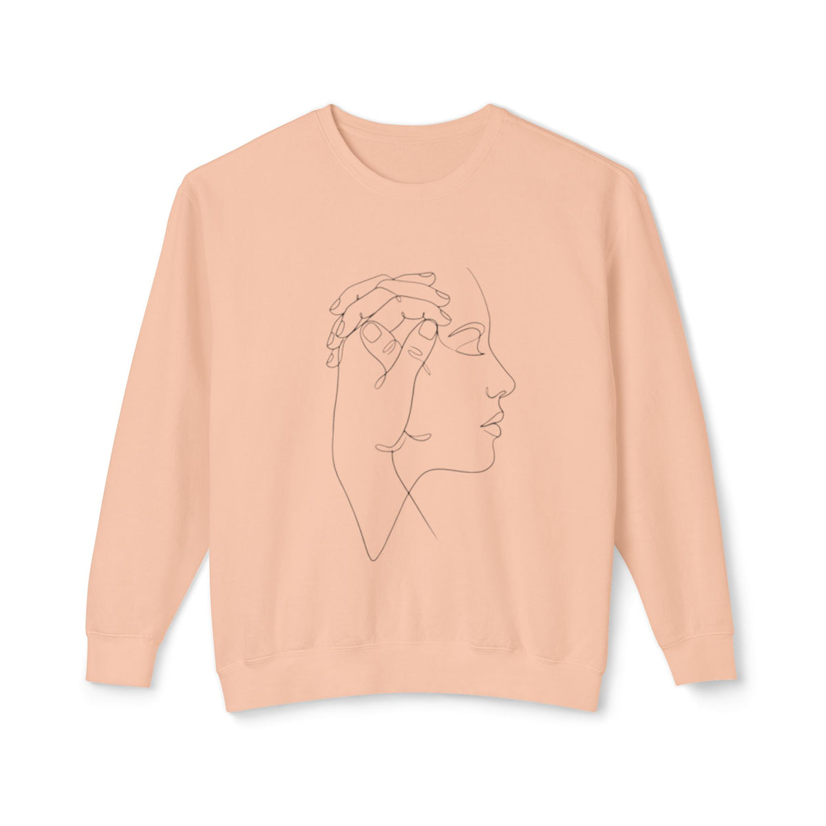 Minimal Line Art Profile Crewneck Sweatshirt — Elegant One-Line Face Design