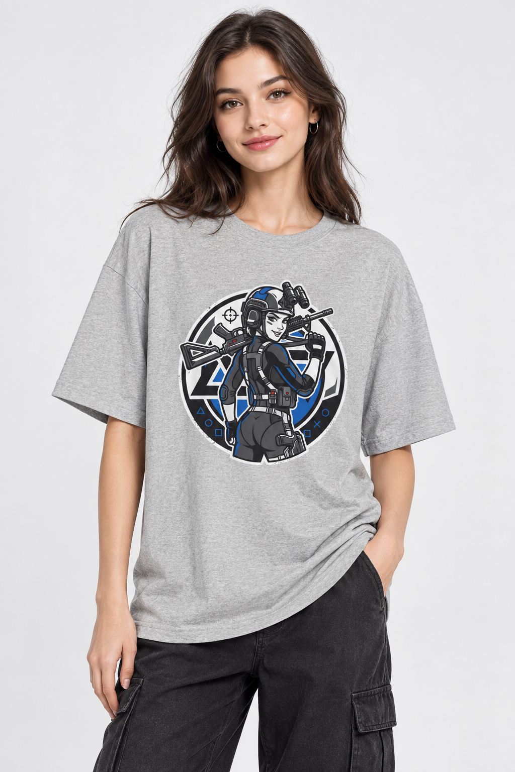 Tactical Sniper Graphic Tee — Female Sniper Gamer Shirt