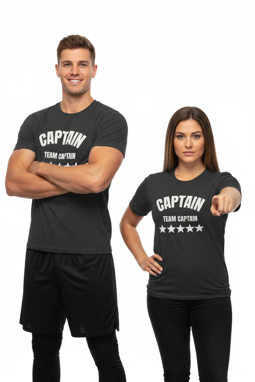 Captain Team Captain Graphic Tee — Casual White Short Sleeve Shirt