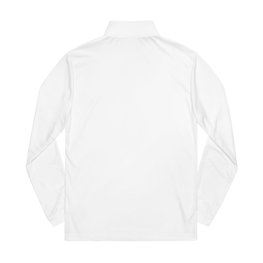 Embroidered Quarter-Zip Pullover — "Consistency Brings Changes"