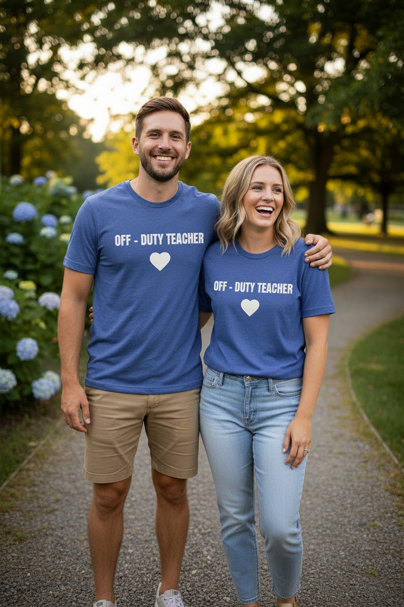 Off-Duty Teacher T-Shirt — Cute Heart Design | Gift for Teachers