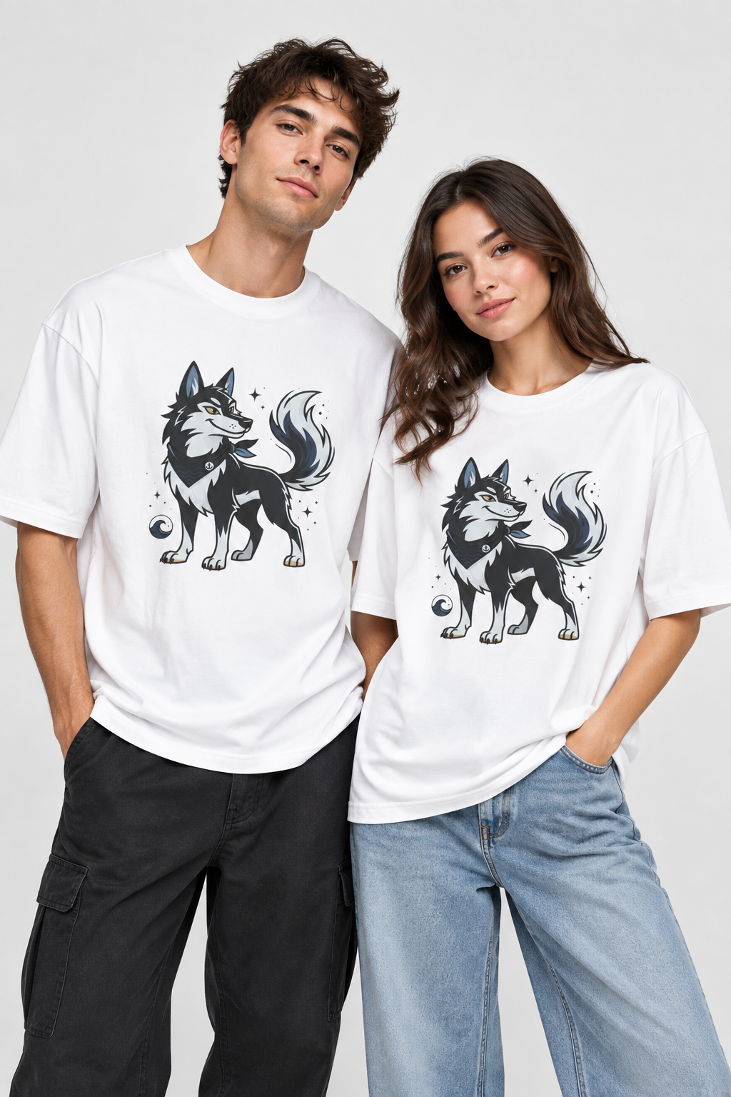 Husky Wolf Graphic Tee — Cute Arctic Dog Illustration T-Shirt