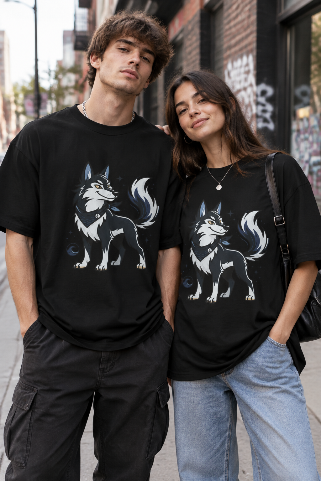 Husky Wolf Graphic Tee — Cute Arctic Dog Illustration T-Shirt