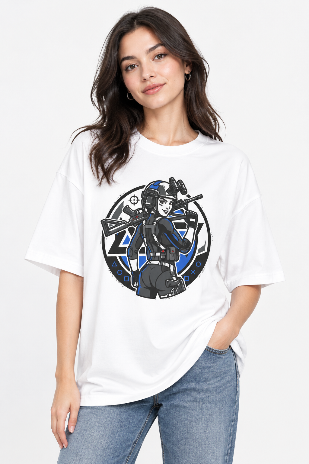 Tactical Sniper Graphic Tee — Female Sniper Gamer Shirt