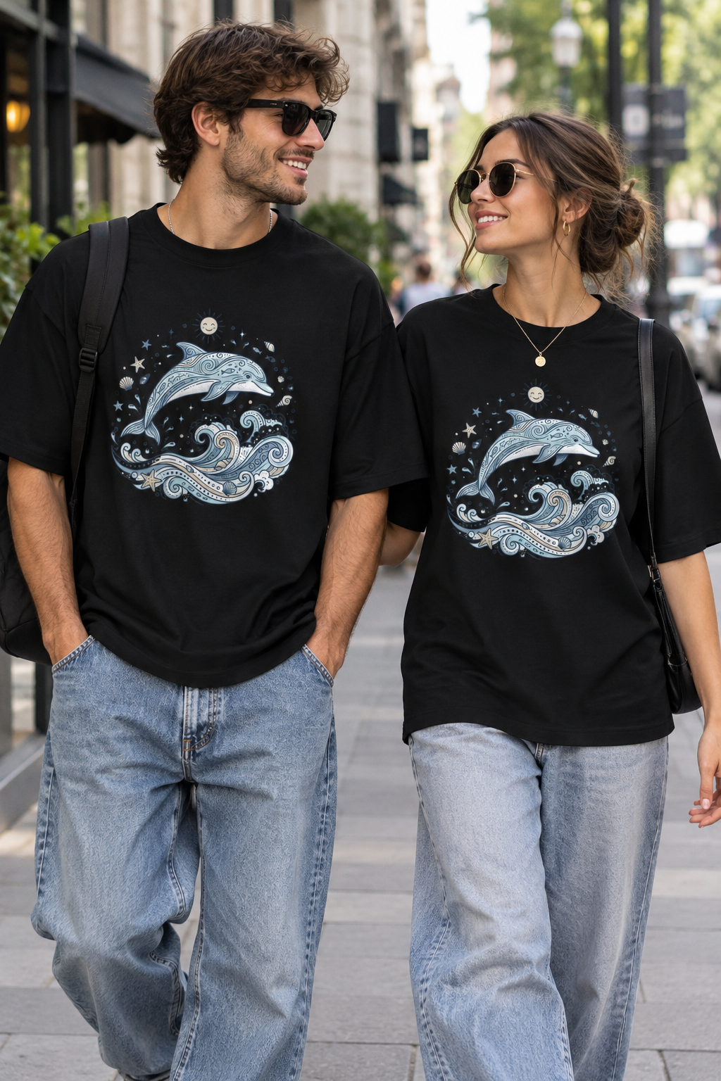 Dolphin Wave Tee — Nautical Ocean Art Graphic T-Shirt