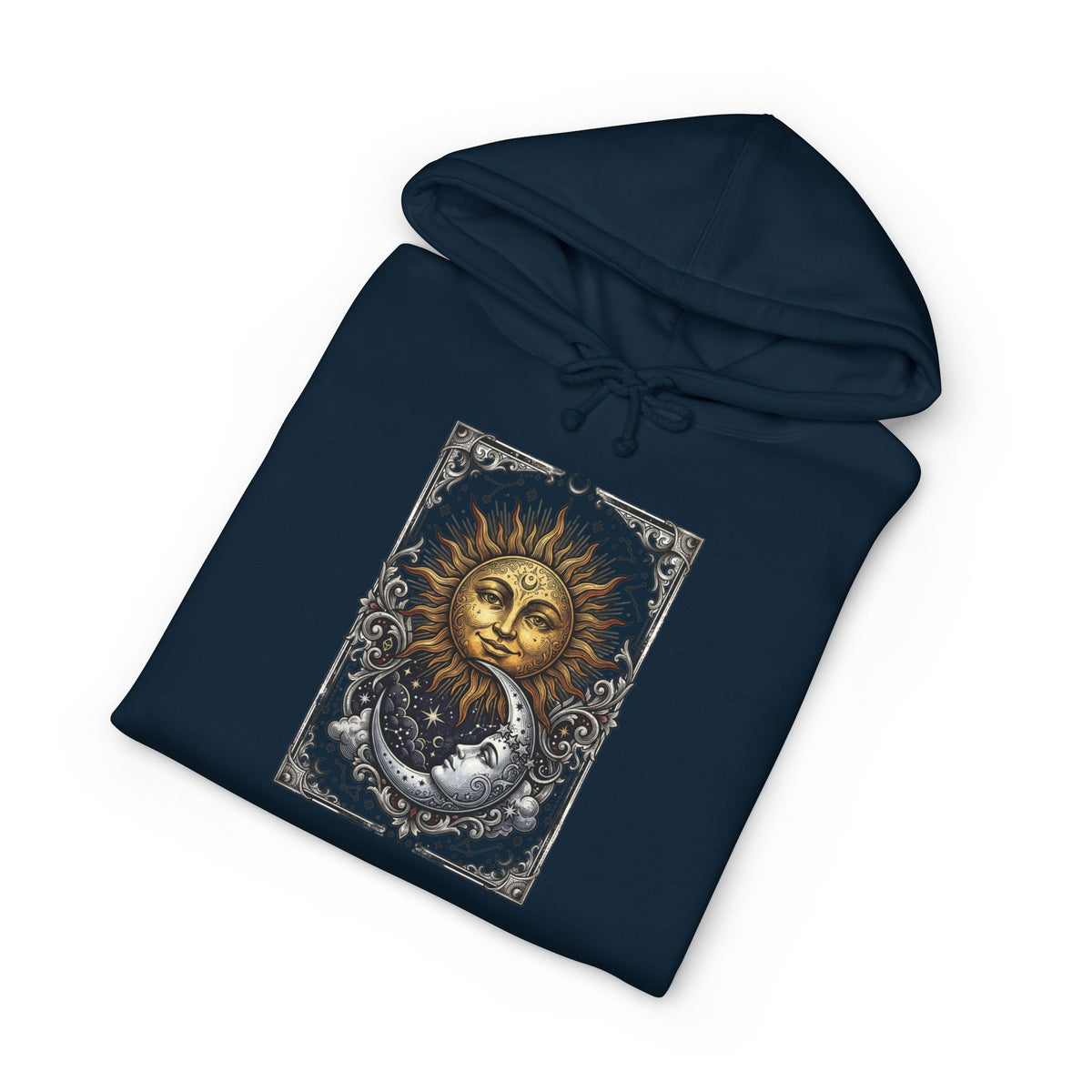 Sun & Moon Hoodie — Vintage Celestial Graphic Pullover