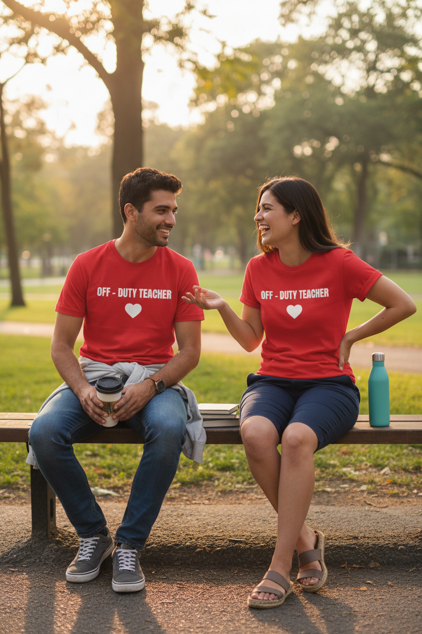 Off-Duty Teacher T-Shirt — Cute Heart Design | Gift for Teachers