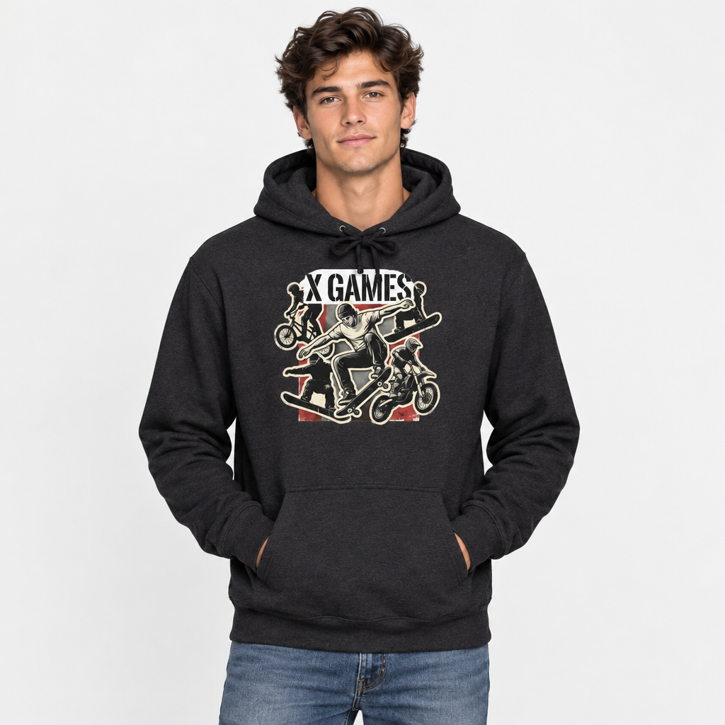 X Games Skate & BMX Hoodie — Retro Extreme Sports Pullover