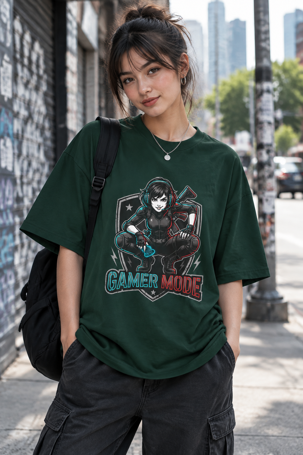 Gamer Mode Graphic Tee — Retro Female Gamer Design