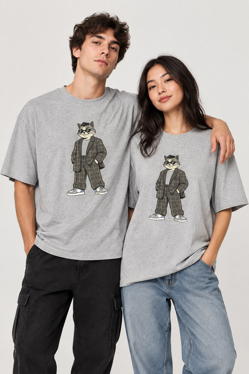 Cat in Plaid Suit Tee — Cool Retro Cat Graphic T-Shirt