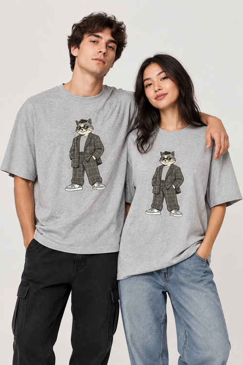 Cat in Plaid Suit Tee — Cool Retro Cat Graphic T-Shirt