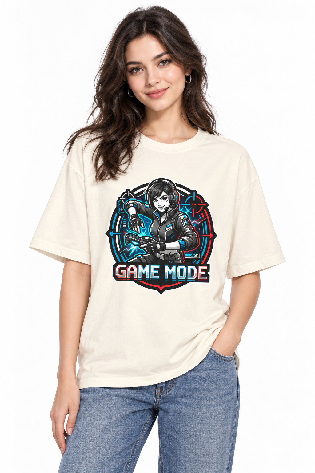 Game Mode Tee — Gamer Graphic Oversized T‑Shirt