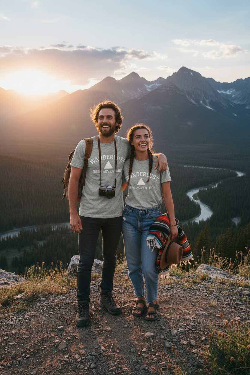 Wanderlust Adventure Tee — Minimal Triangle Travel T‑Shirt