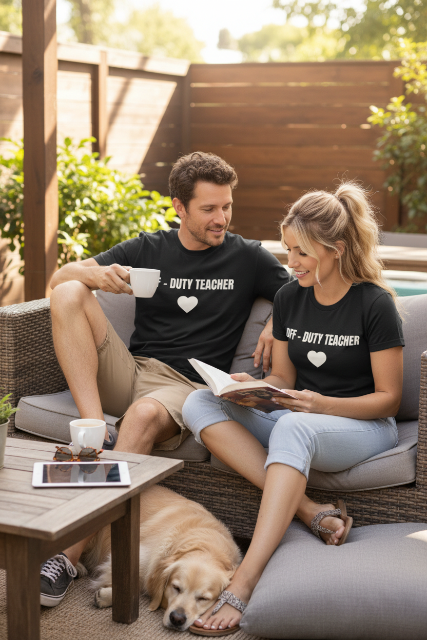 Off-Duty Teacher T-Shirt — Cute Heart Design | Gift for Teachers