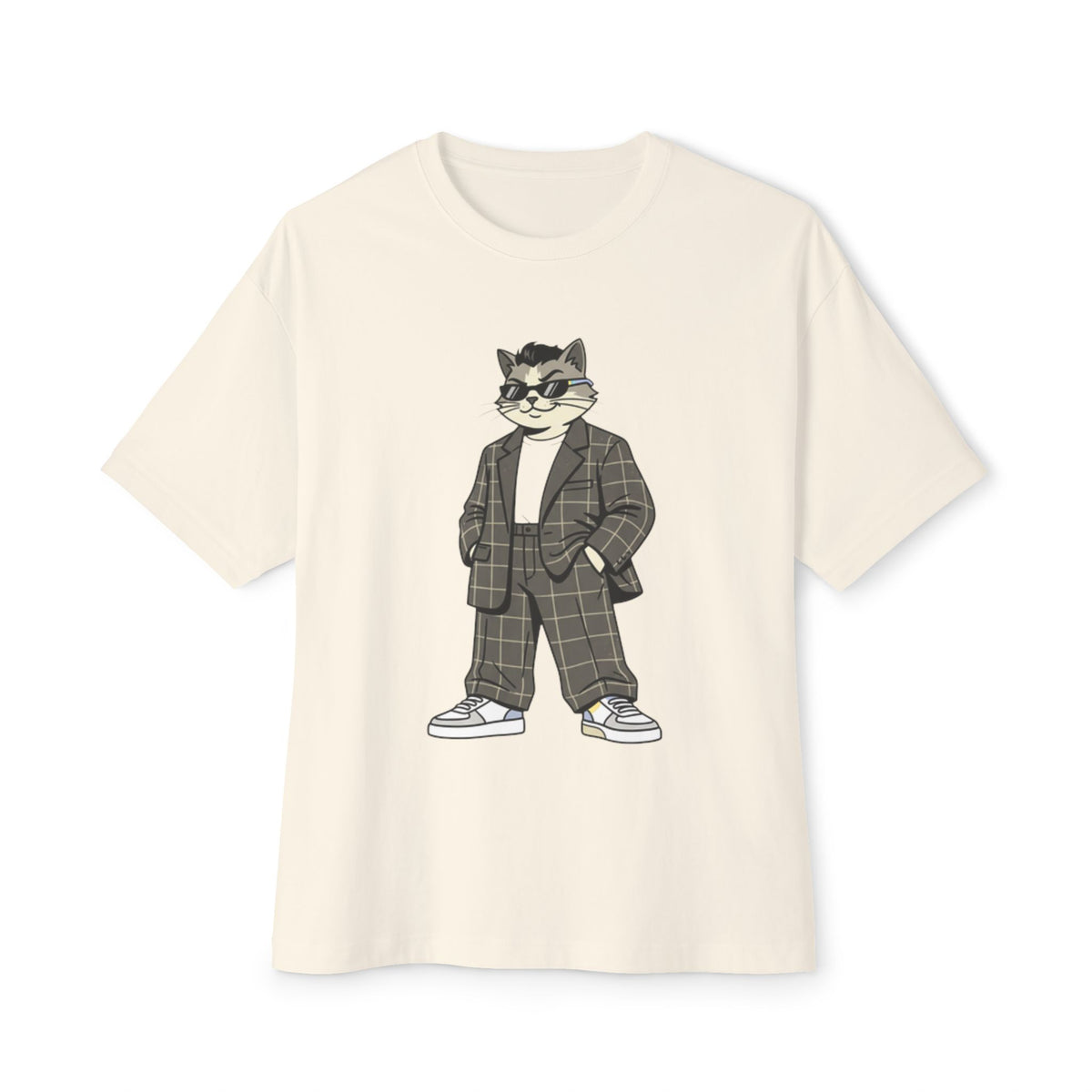 Cat in Plaid Suit Tee — Cool Retro Cat Graphic T-Shirt
