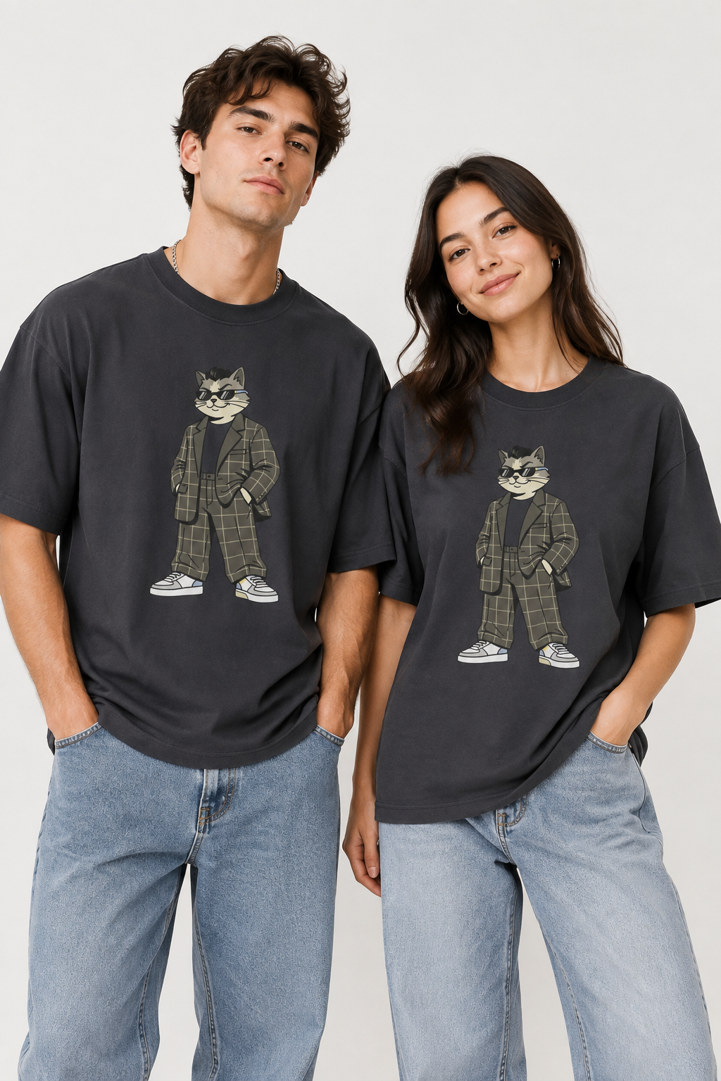Cat in Plaid Suit Tee — Cool Retro Cat Graphic T-Shirt
