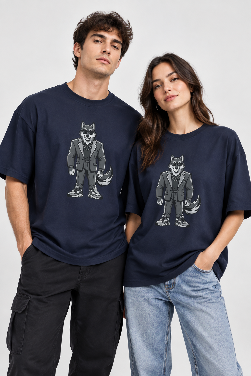Wolf in Suit Tee — Cool Canine Graphic Oversized T-Shirt