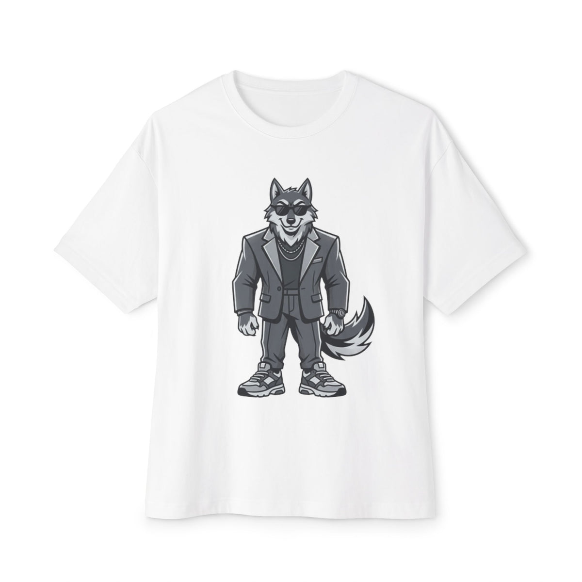 Wolf in Suit Tee — Cool Canine Graphic Oversized T-Shirt