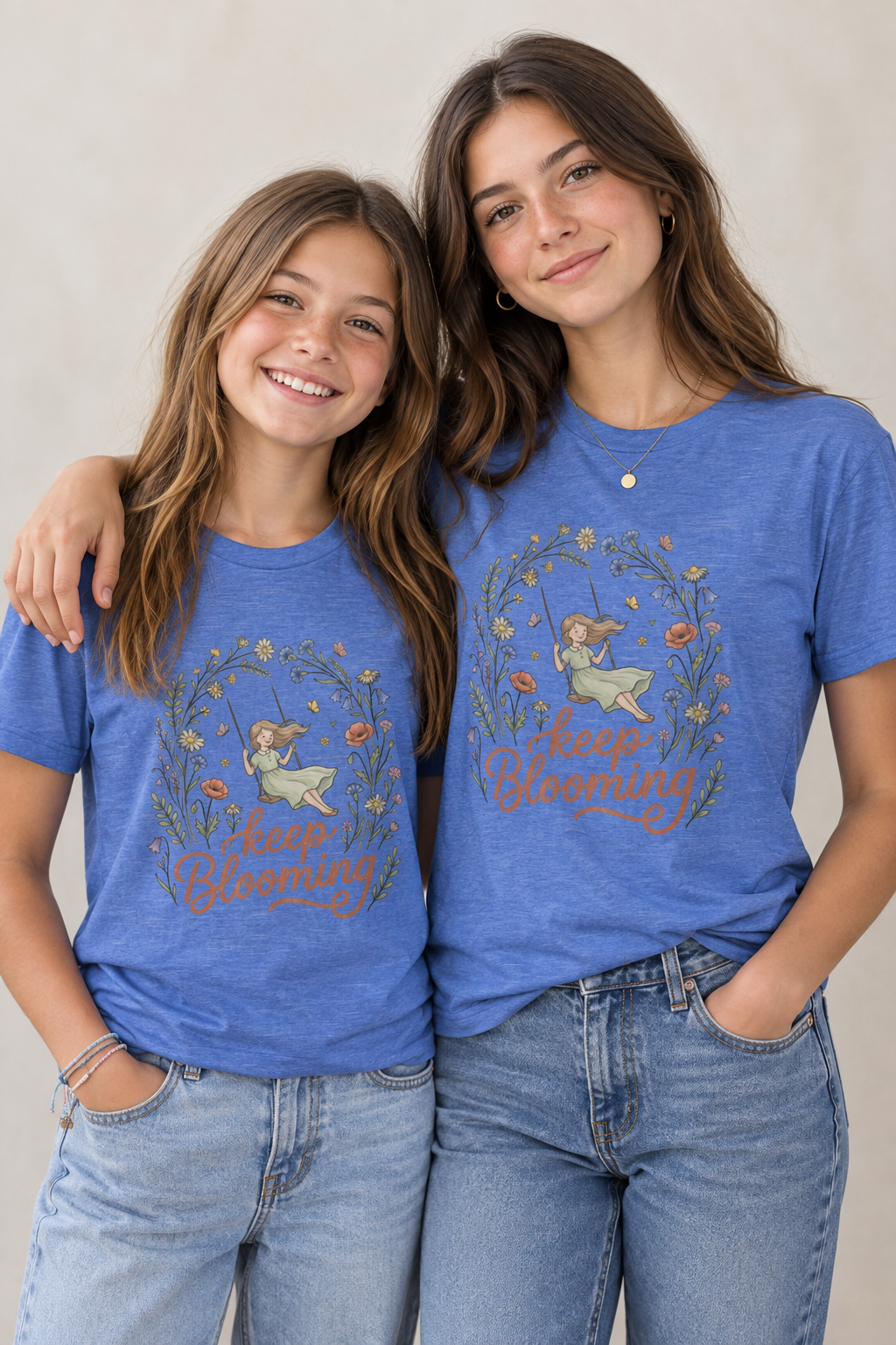 Youth Tee — "Keep Blooming" Floral Girl Gardening Shirt