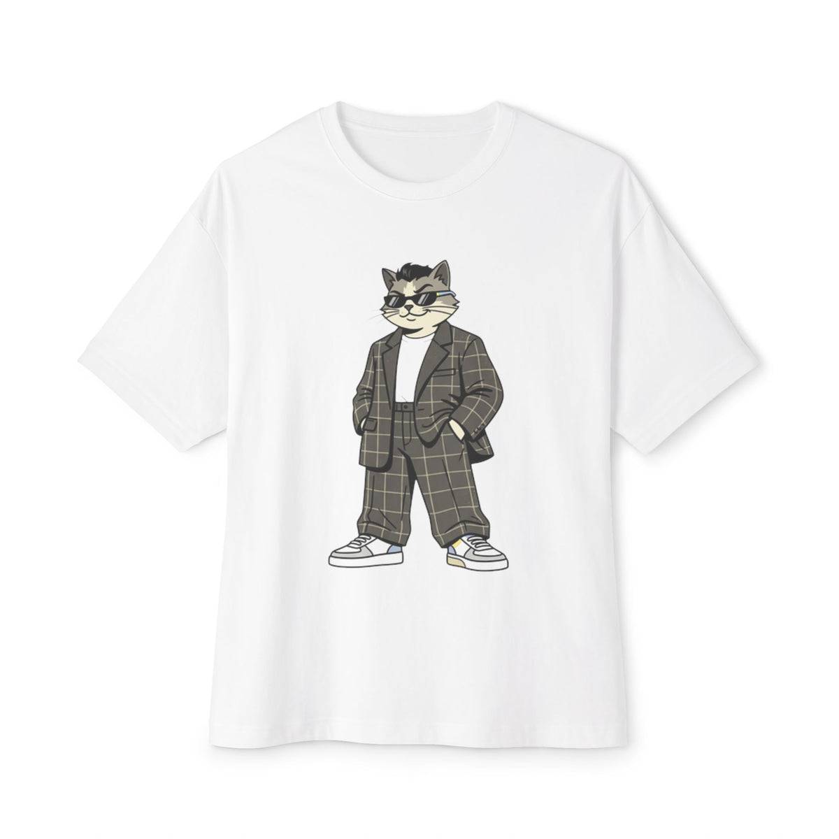 Cat in Plaid Suit Tee — Cool Retro Cat Graphic T-Shirt