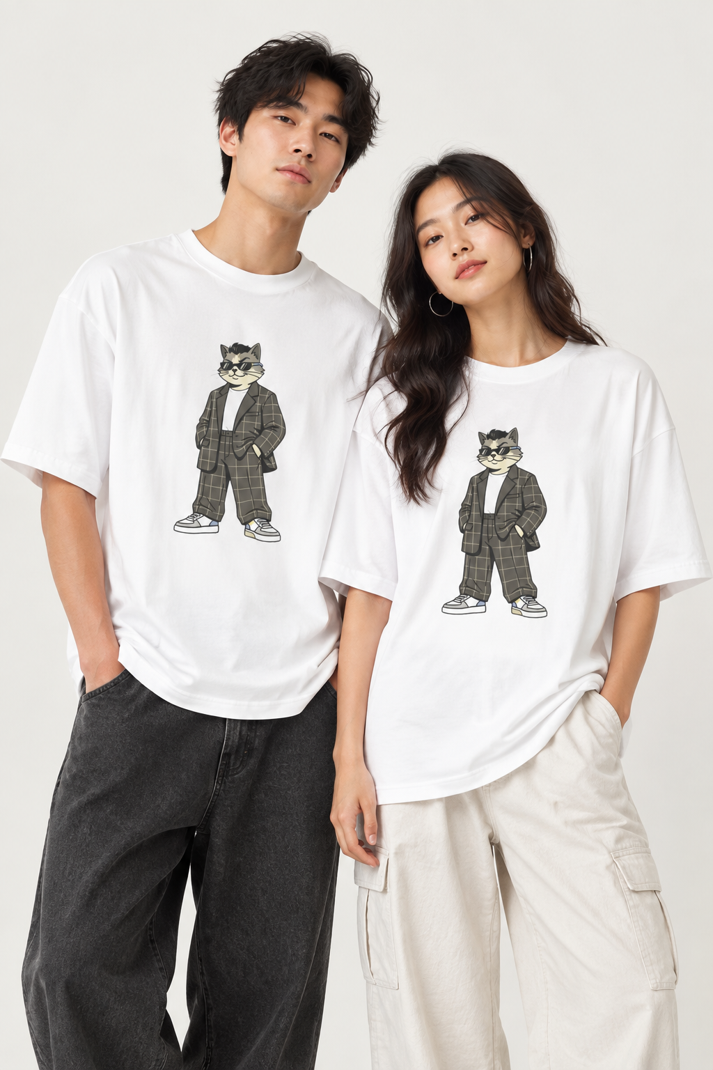Cat in Plaid Suit Tee — Cool Retro Cat Graphic T-Shirt