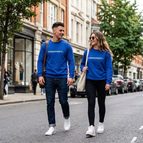 Consistency... Crewneck Sweatshirt — Motivational Black Pullover for Fitness & Hustle