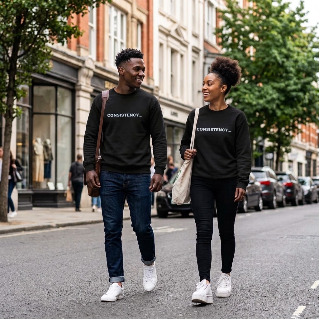Consistency... Crewneck Sweatshirt — Motivational Black Pullover for Fitness & Hustle