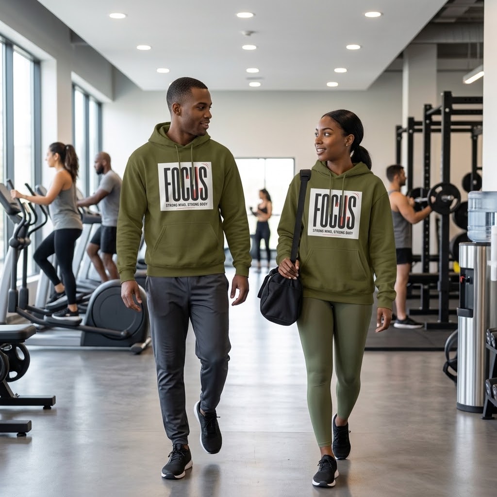 Focus Hoodie — "FOCUS: Strong Mind, Strong Body" Motivational Pullover