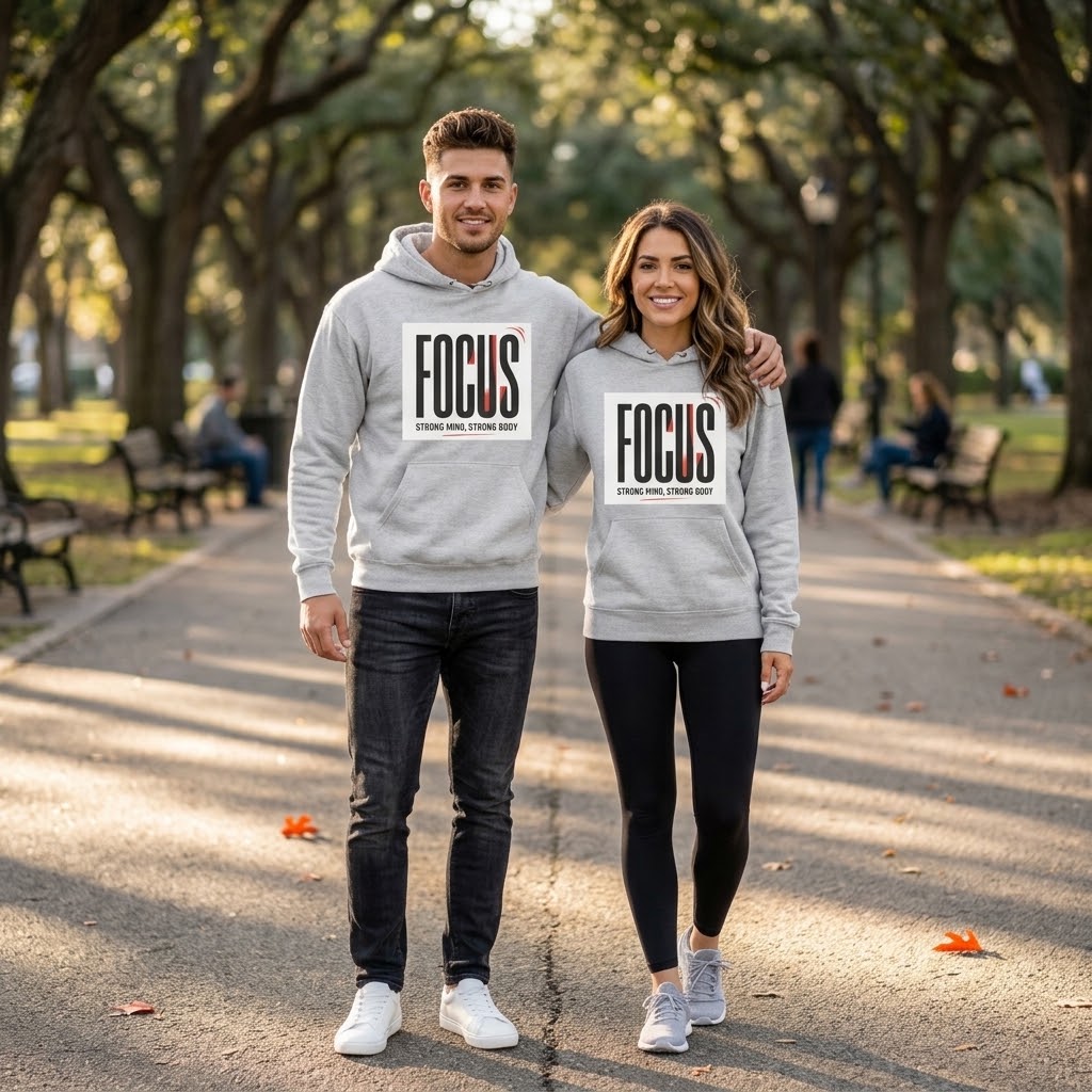 Focus Hoodie — "FOCUS: Strong Mind, Strong Body" Motivational Pullover