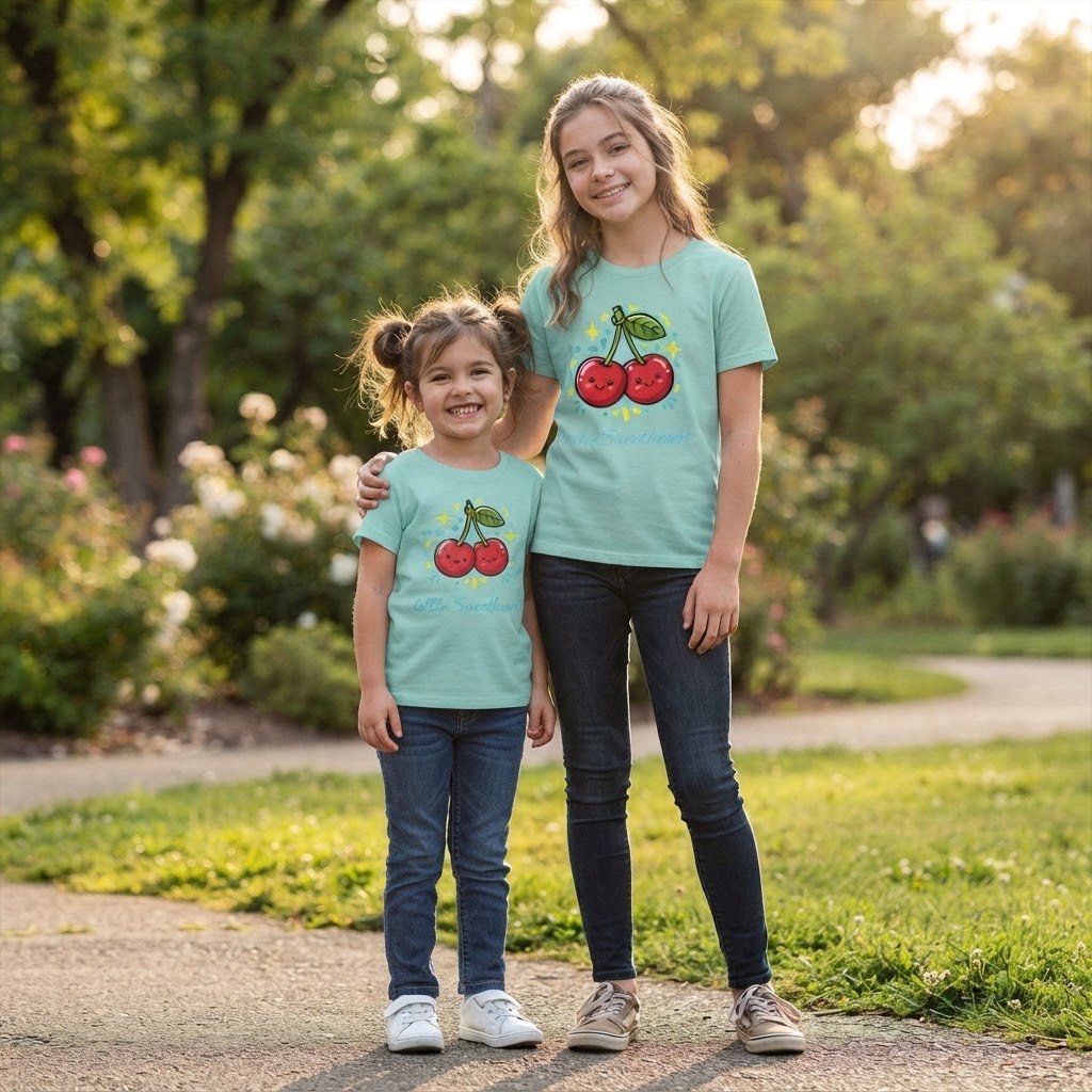 Kids Cherry Smile Tee — Cute Kawaii Fruit Graphic T-Shirt for Children