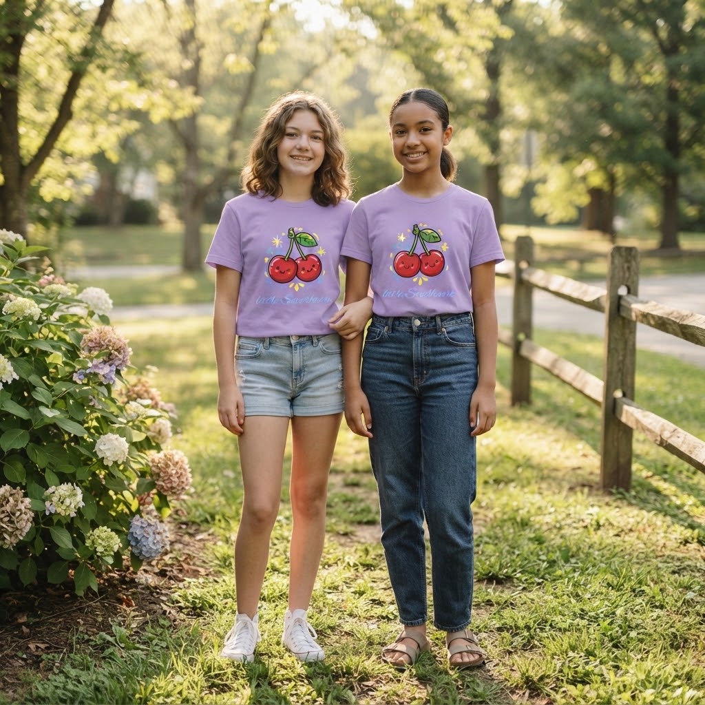 Kids Cherry Smile Tee — Cute Kawaii Fruit Graphic T-Shirt for Children