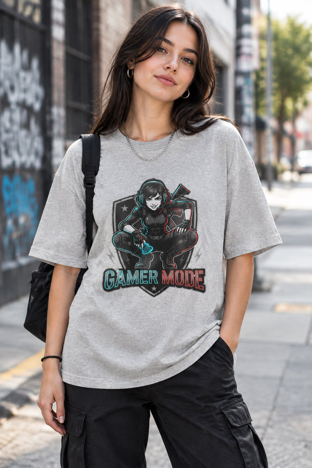 Gamer Mode Graphic Tee — Retro Female Gamer Design